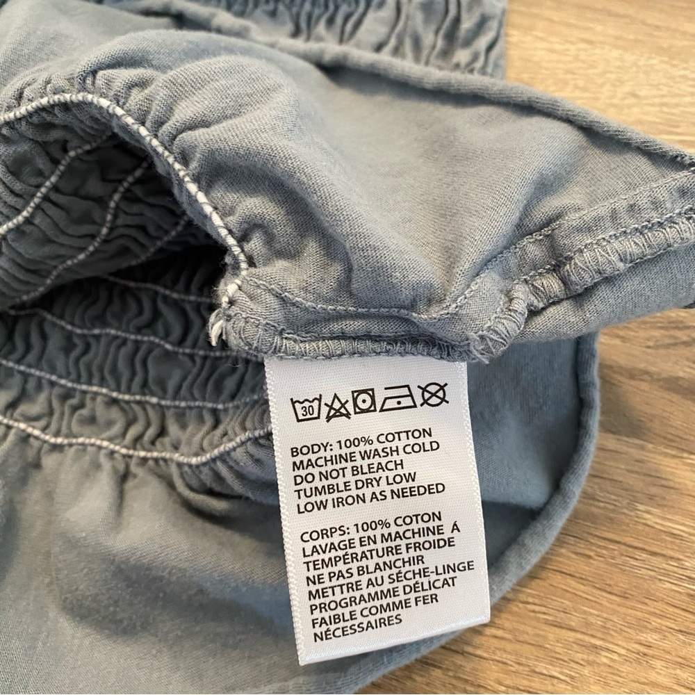 UO Truly Madly Deeply Blue Shirred Off The Shoulder Crop Top - Picture 5 of 5